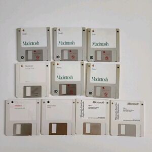 Vintage 1991 Apple Macintosh Disks Diskettes OS 7.0.1 Excel Tidbits Fonts Instal